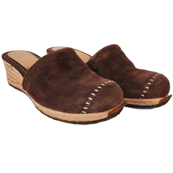 UGG Palma Espadrille 1655 Chestnut Suede Wedge Mule Clogs Women's Size US 8 - Picture 2 of 9